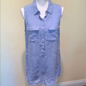 Sleeveless Linen Light Blue Women's Tunic Top